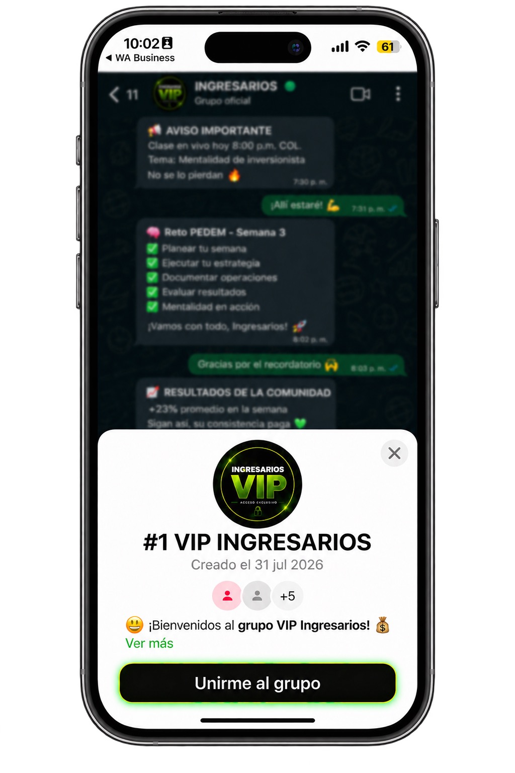 Paso 2 - Unirme al grupo VIP en WhatsApp